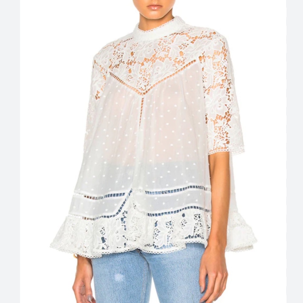 Zimmermann Caravan Embroidered Smock Top
